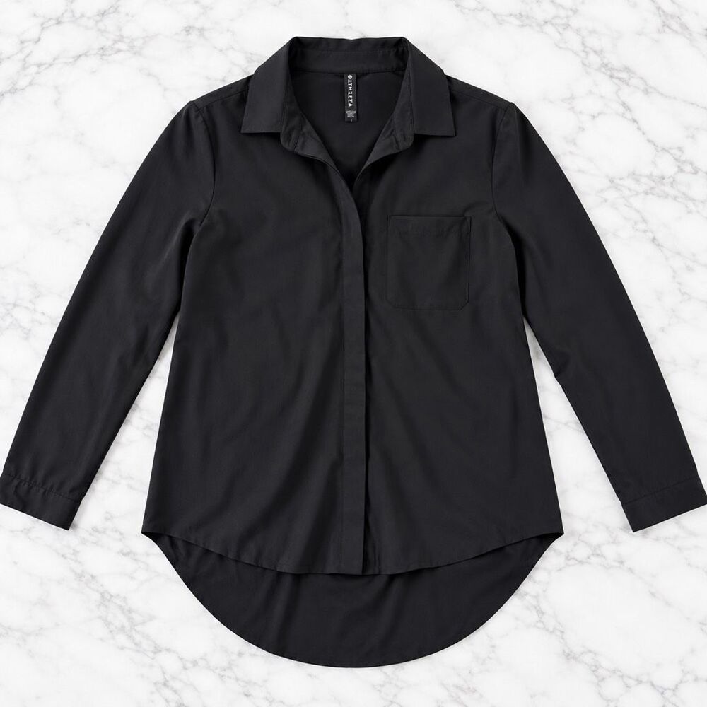Athleta urbanite black button down blouse size small - Picture 7 of 7